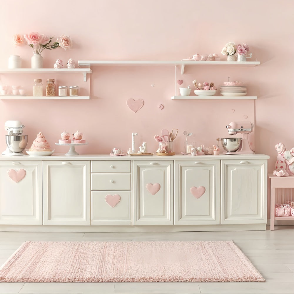 Valentinstag Backdrop Ideen Pastell Küche Rosa Herz Backdrop BRP12-241