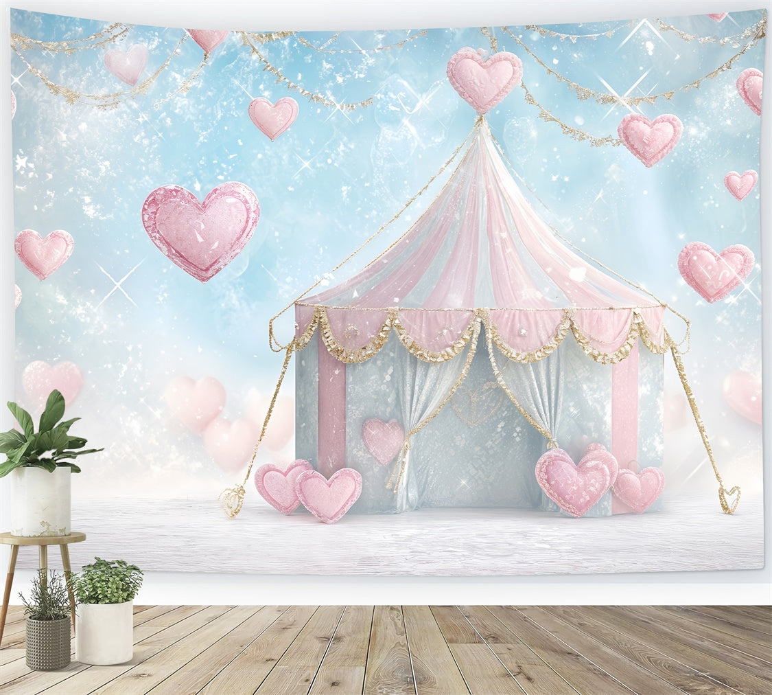 Valentinstag Backdrops Fotografie Rosa Zelt Glitter Herz Backdrop BRP12-244