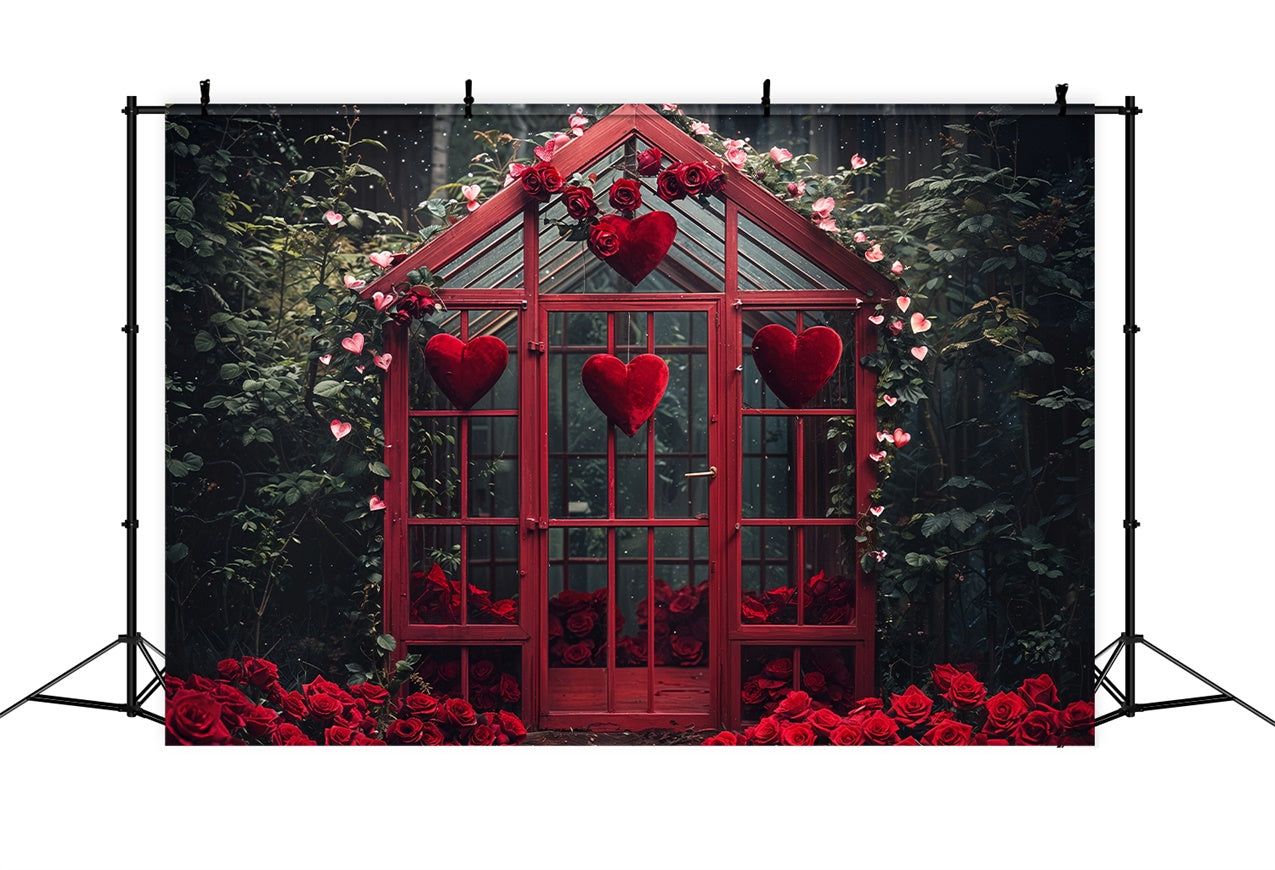 Valentinstag Fotografie Backdrop Gewächshaus Rosen Herzen Backdrop BRP12-247
