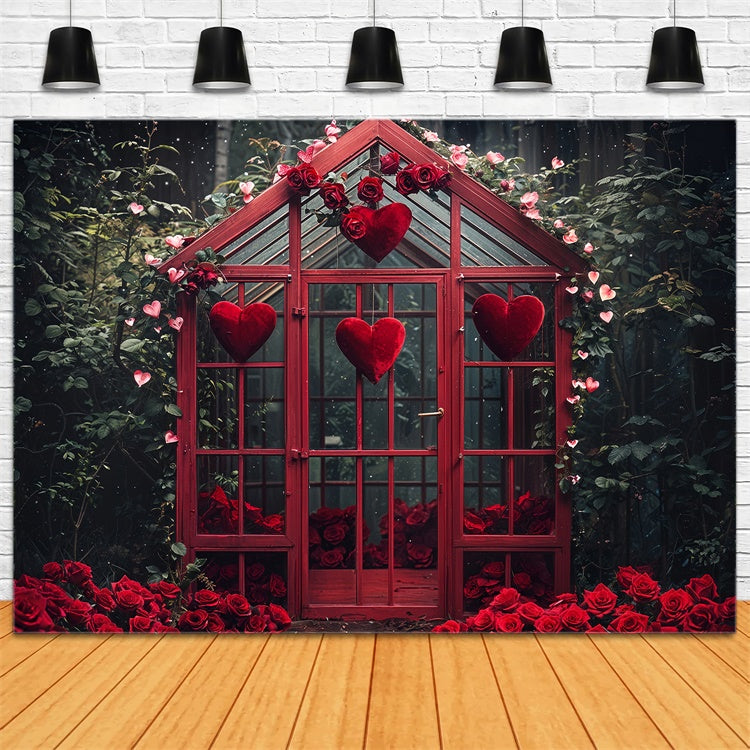 Valentinstag Fotografie Backdrop Gewächshaus Rosen Herzen Backdrop BRP12-247
