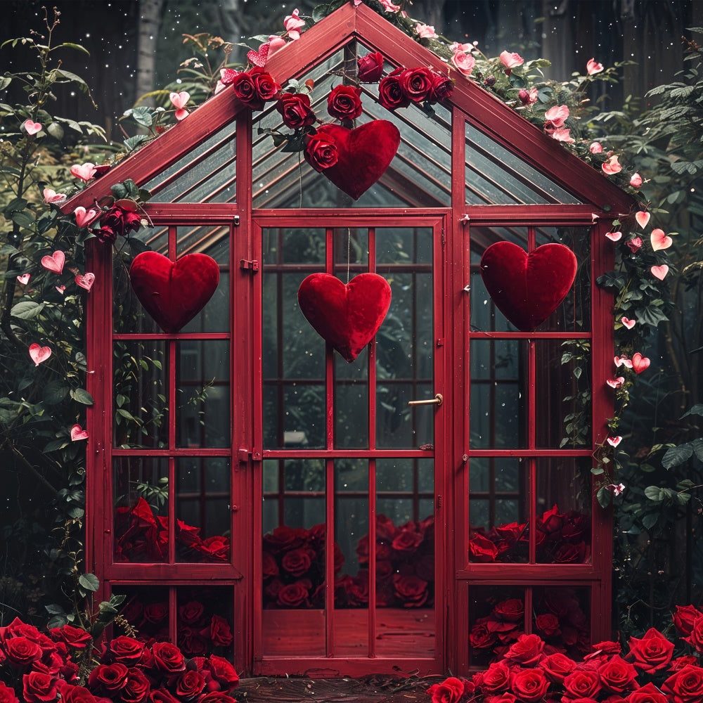 Valentinstag Fotografie Backdrop Gewächshaus Rosen Herzen Backdrop BRP12-247