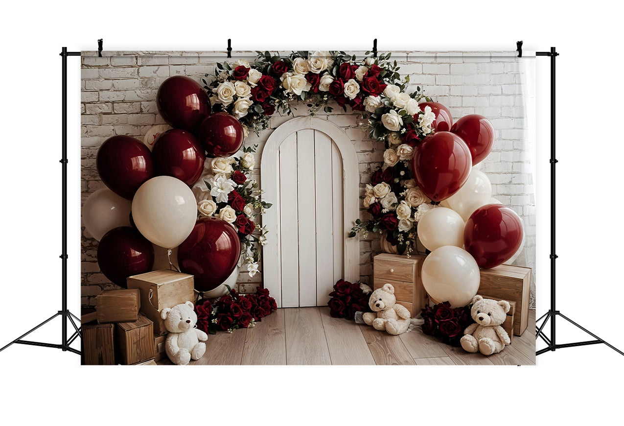 Backdrop Valentinstag Ballonbogen Floral Tür Hintergrund BRP12-250