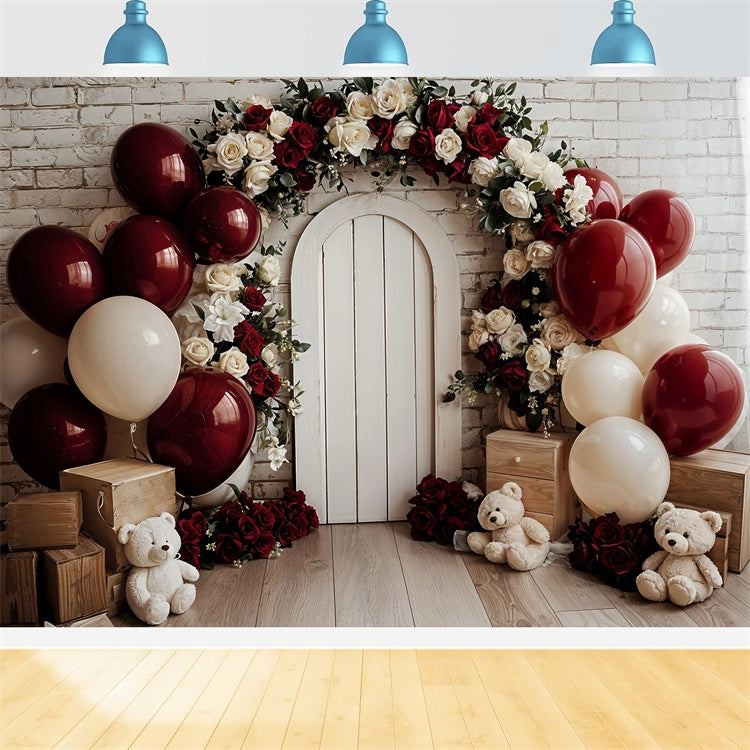 Backdrop Valentinstag Ballonbogen Floral Tür Hintergrund BRP12-250