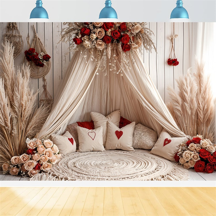 Valentinstag Fotohintergründe Boho Baldachin Rose Dekor Hintergrund BRP12-254