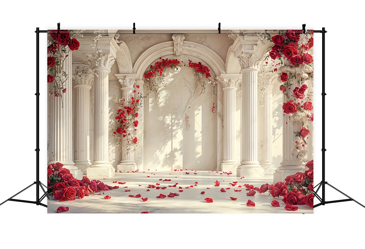 Valentinstag Backdrop Rosenblüten Marmorbögen Backdrop BRP12-256