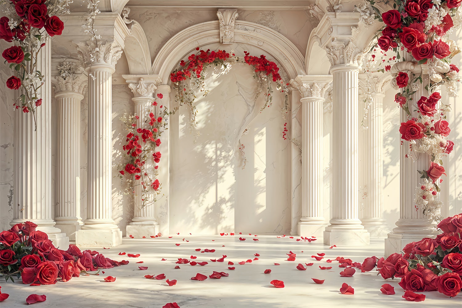 Valentinstag Backdrop Rosenblüten Marmorbögen Backdrop BRP12-256