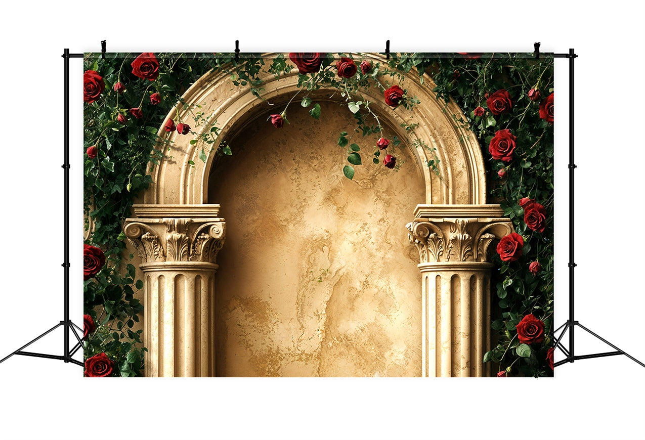Valentinstag Fotokulisse Gold Bogen Rose Hintergrund BRP12-258