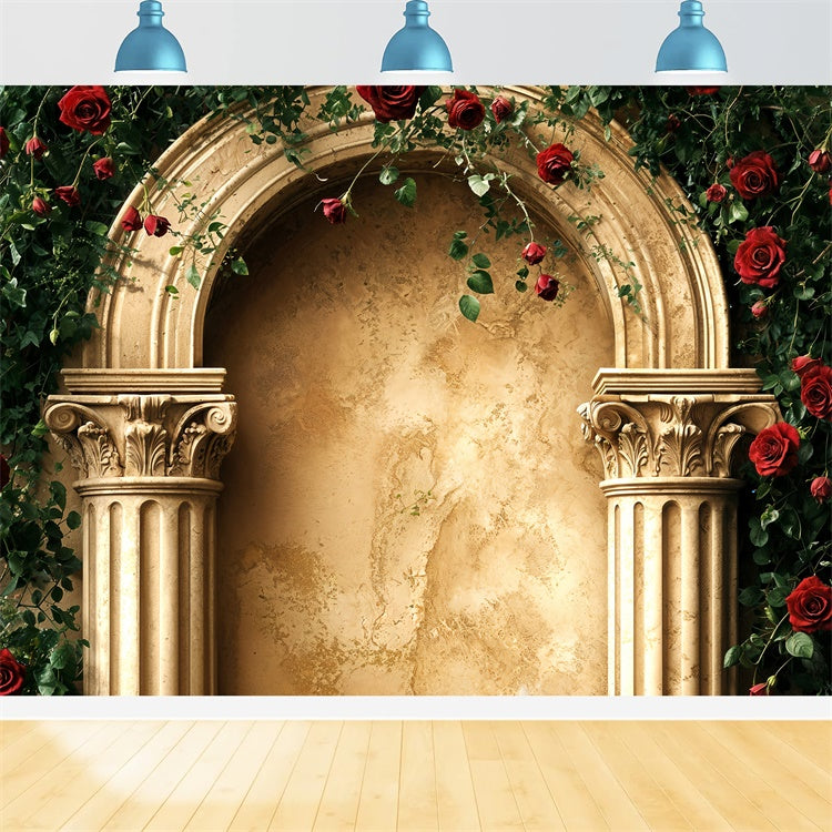 Valentinstag Fotokulisse Gold Bogen Rose Hintergrund BRP12-258