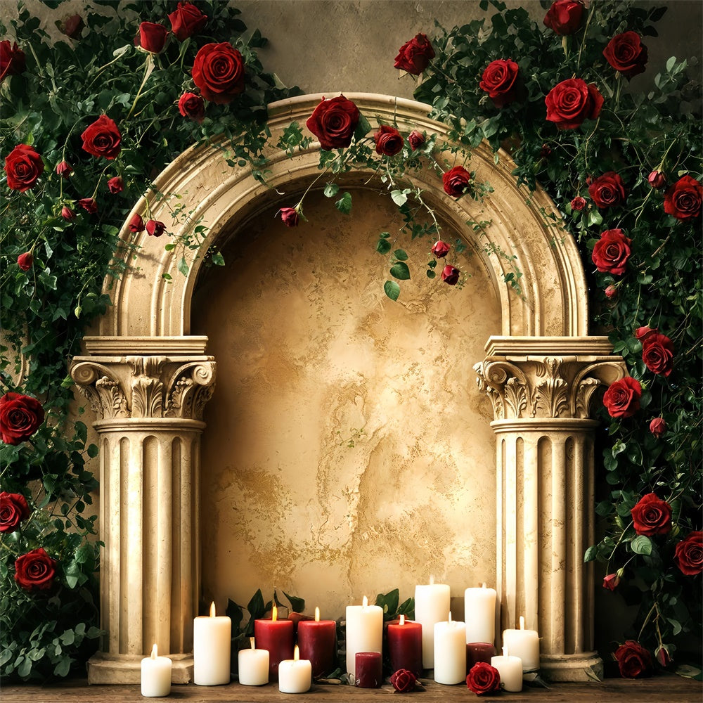 Valentinstag Fotokulisse Gold Bogen Rose Hintergrund BRP12-258