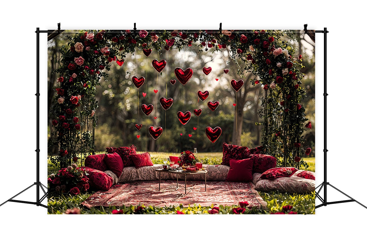 Valentinstag Backdrop Outdoor Kissen Rosen Herz Luftballons Backdrop BRP12-263