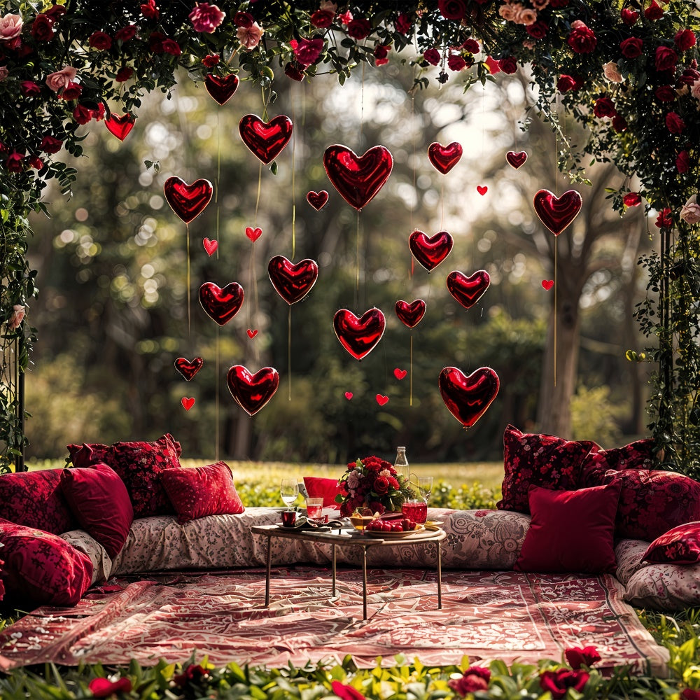Valentinstag Backdrop Outdoor Kissen Rosen Herz Luftballons Backdrop BRP12-263