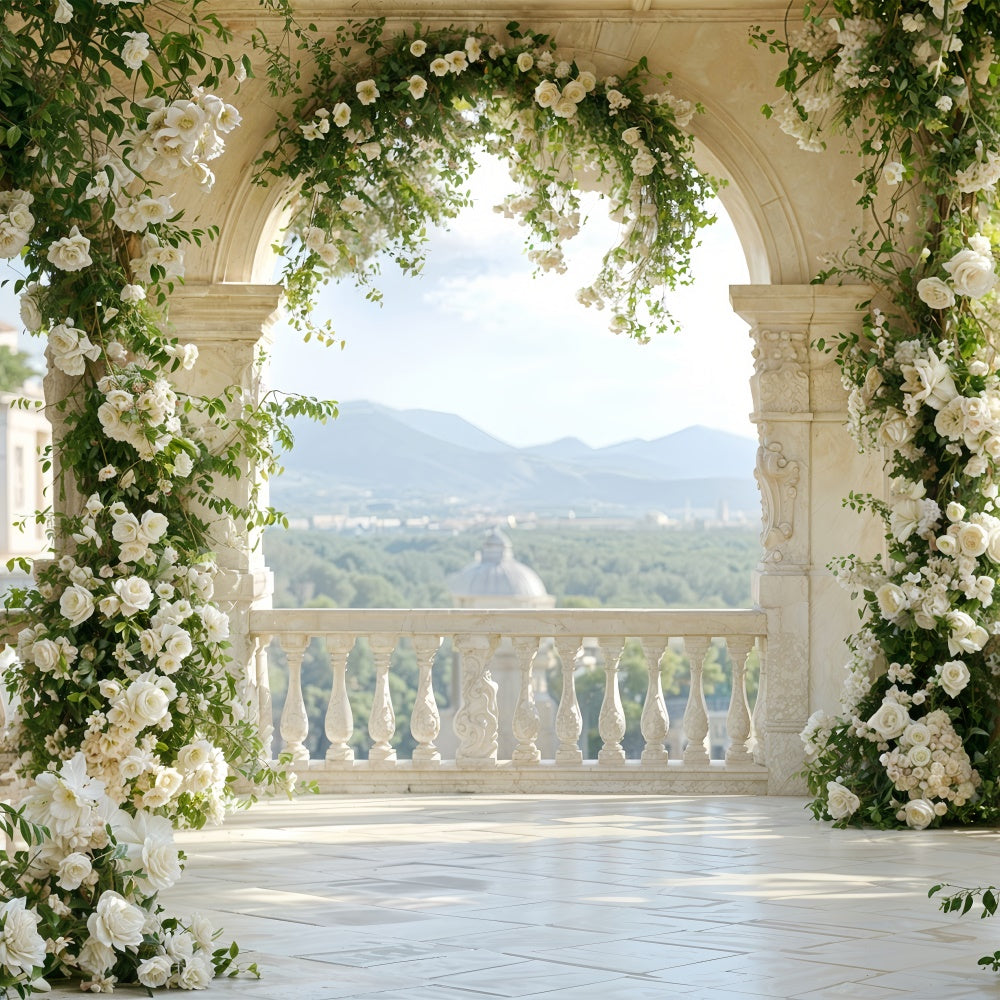 Valentinstag Backdrops Floral gewölbt Balkon Outdoor Backdrop BRP12-265