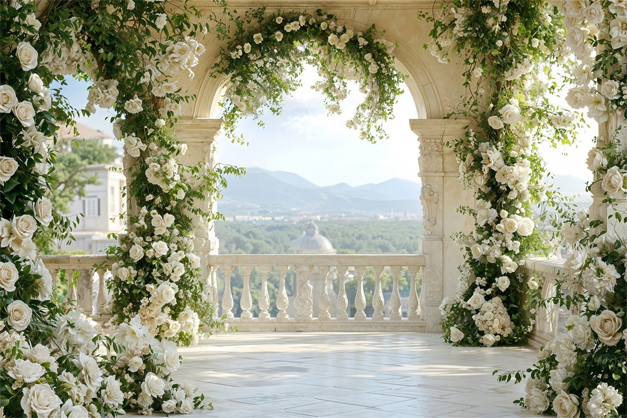 Valentinstag Backdrops Floral gewölbt Balkon Outdoor Backdrop BRP12-265