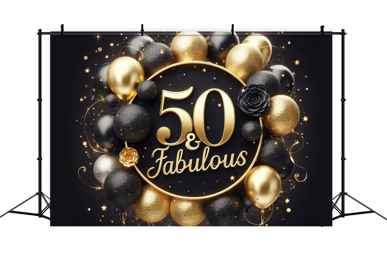 50. Geburtstag Backdrop Rose Goldene Luftballons Backdrop BRP12-270