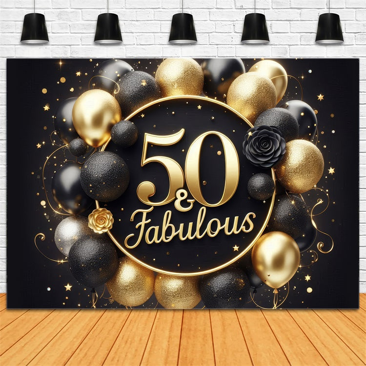 50. Geburtstag Backdrop Rose Goldene Luftballons Backdrop BRP12-270
