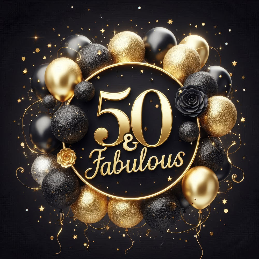 50. Geburtstag Backdrop Rose Goldene Luftballons Backdrop BRP12-270