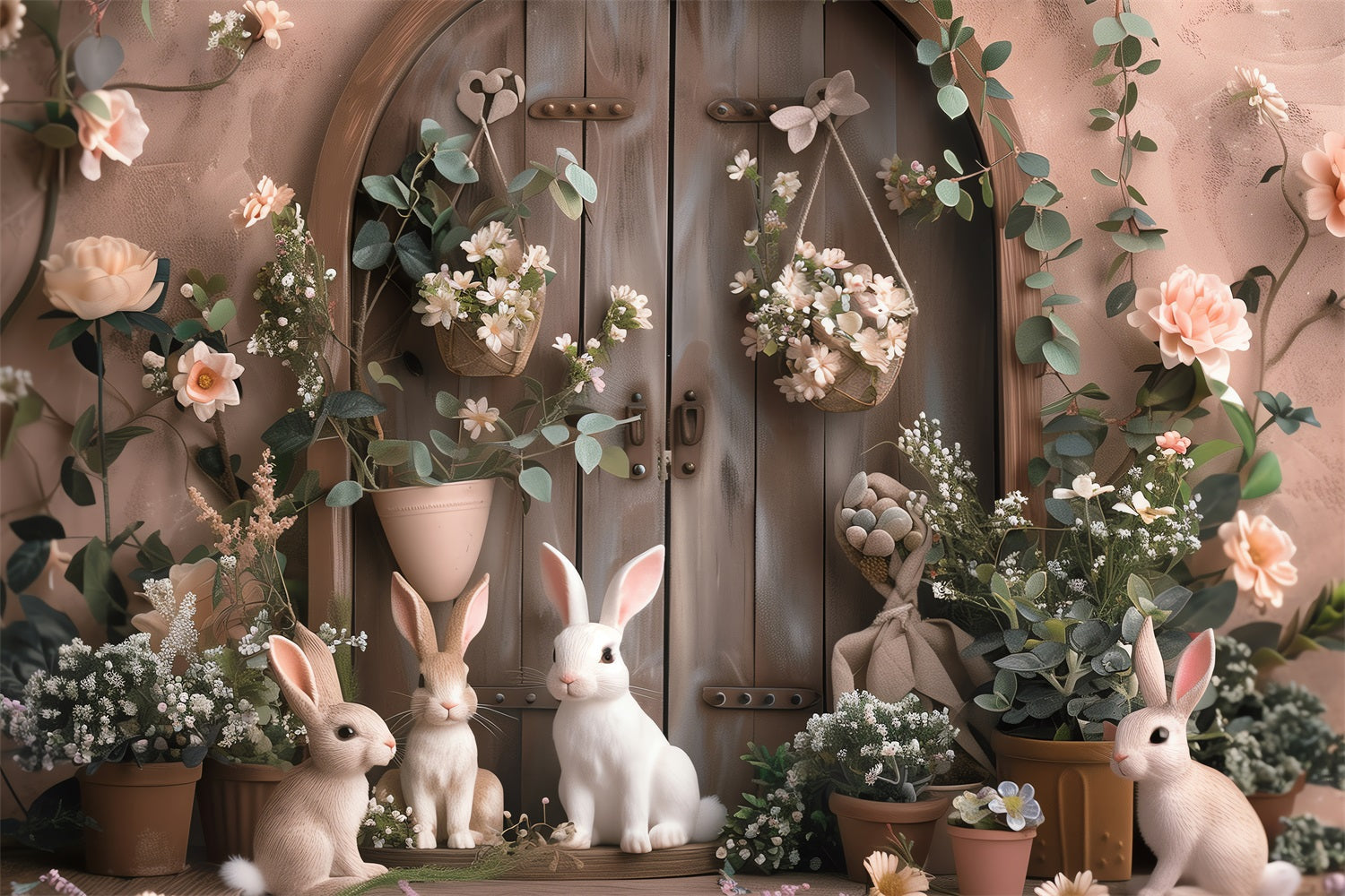 Ostern Hintergrund Fotografie Bunny Cottage Floral Decor Ostern Hintergrund BRP12-393