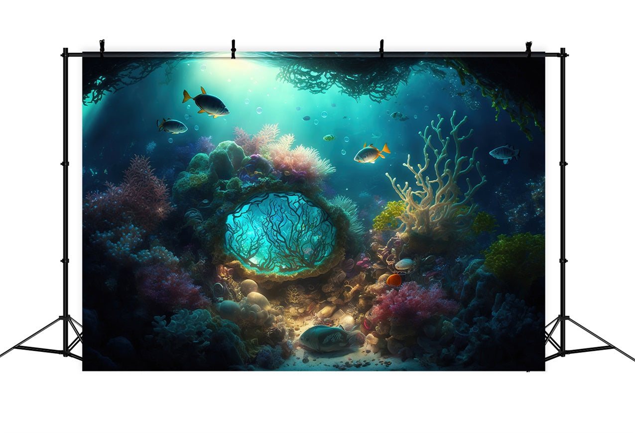 Meerjungfrau Backdrops Bunte Koralle Wasserpflanzen Backdrop BRP12-46