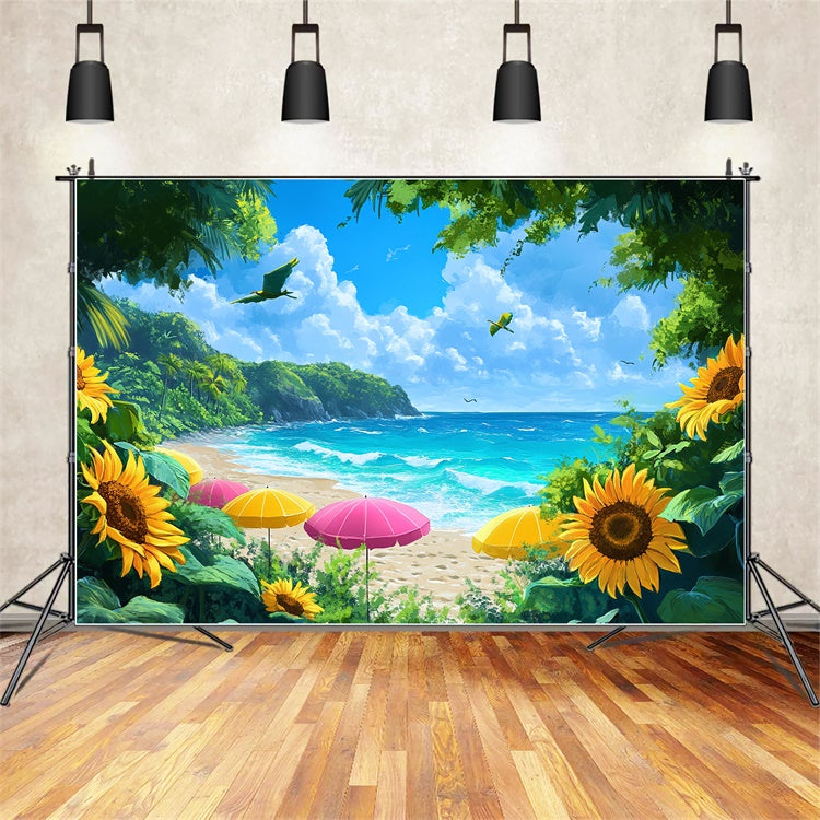 Blumige Fotokulisse Strand Sonnenblumenparadies Kulisse BRP12-546