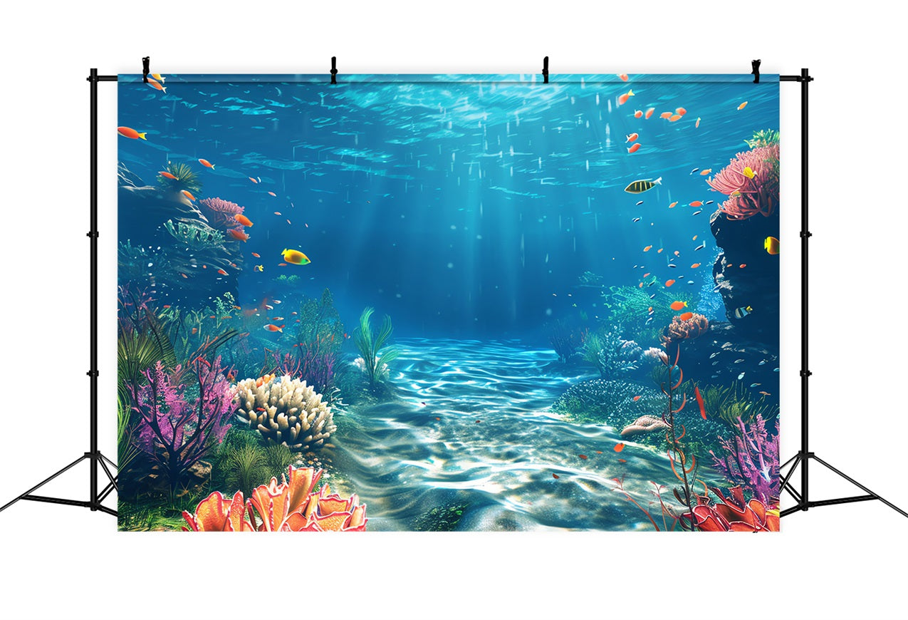 Meerjungfrau Backdrops Bunte Korallenriff Fische Schwimmen Backdrop BRP12-64
