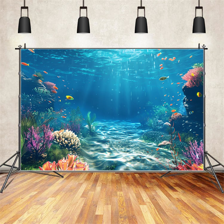 Meerjungfrau Backdrops Bunte Korallenriff Fische Schwimmen Backdrop BRP12-64