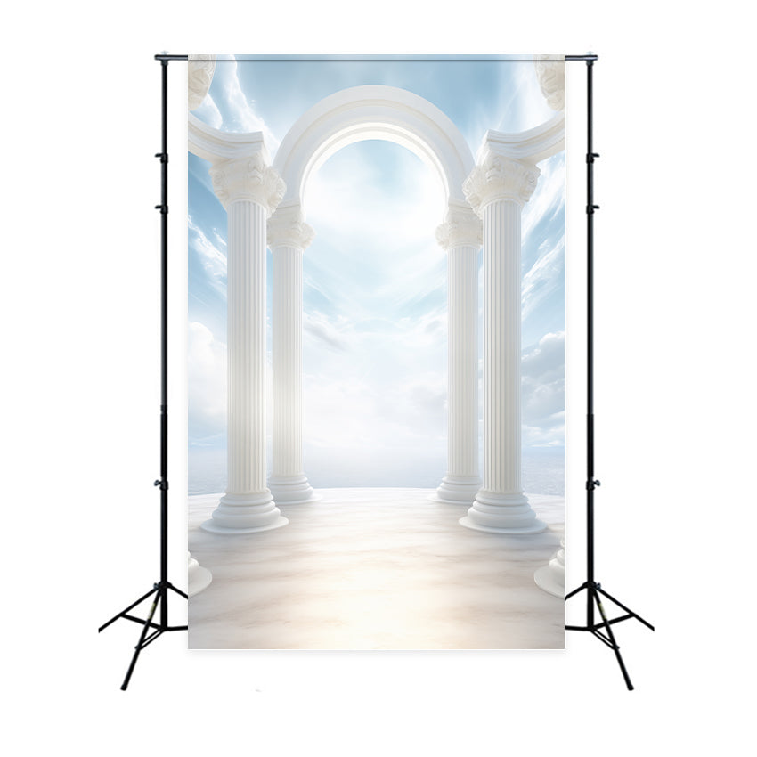 Architektur Backdrop Weißer Torbogen Blauer Himmel Backdrop BRP12-677