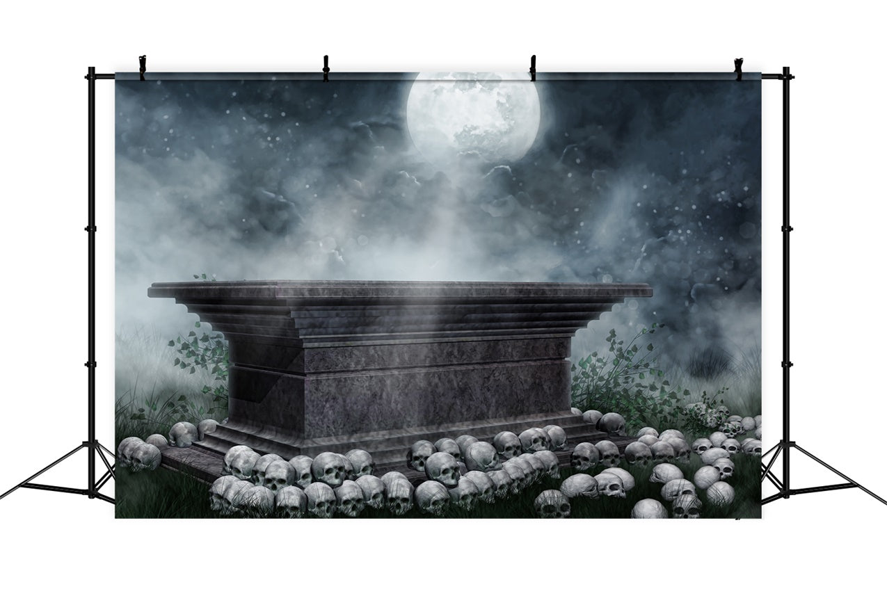Sarg Backdrop Unheimlicher Sarg Nebel Totenkopf Szene Backdrop BRP12-693