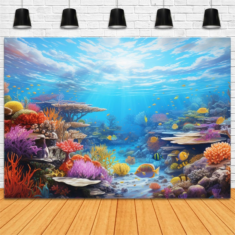 Meerjungfrau Backdrop Hintergrund Bunte Koralle Tropische Fische Backdrop BRP12-70