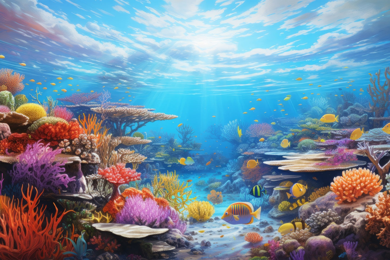 Meerjungfrau Backdrop Hintergrund Bunte Koralle Tropische Fische Backdrop BRP12-70