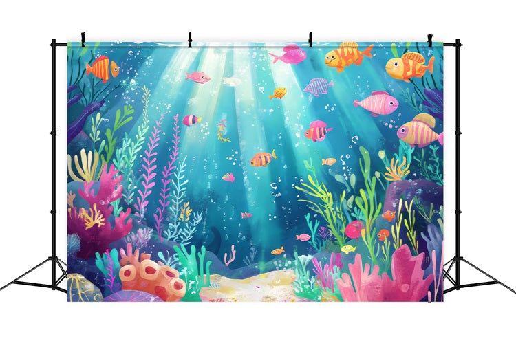 Kleine Meerjungfrau Backdrops Bunte Fische Wasserpflanzen Backdrop BRP12-71