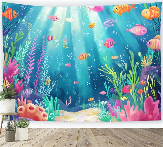 Kleine Meerjungfrau Backdrops Bunte Fische Wasserpflanzen Backdrop BRP12-71