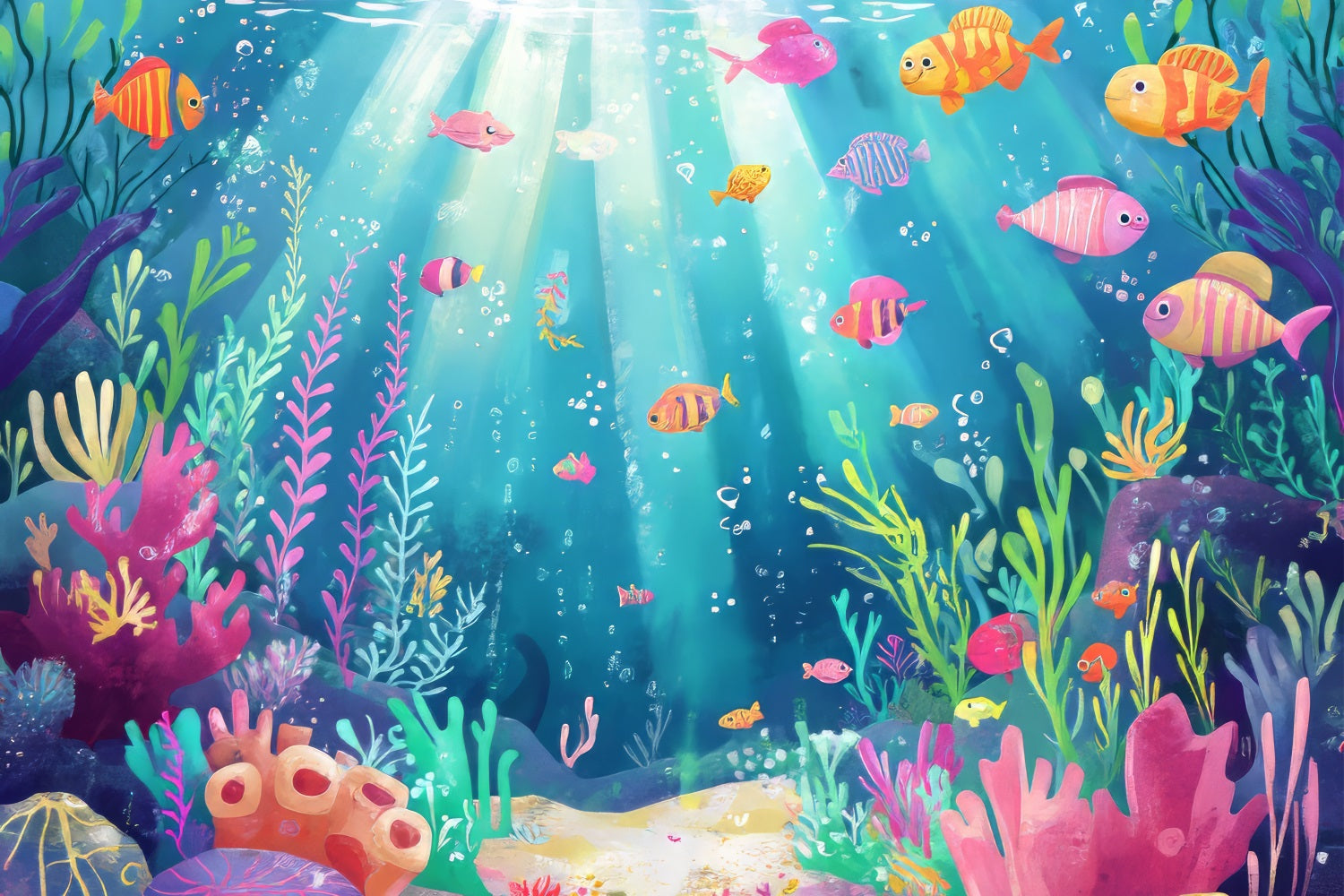 Kleine Meerjungfrau Backdrops Bunte Fische Wasserpflanzen Backdrop BRP12-71