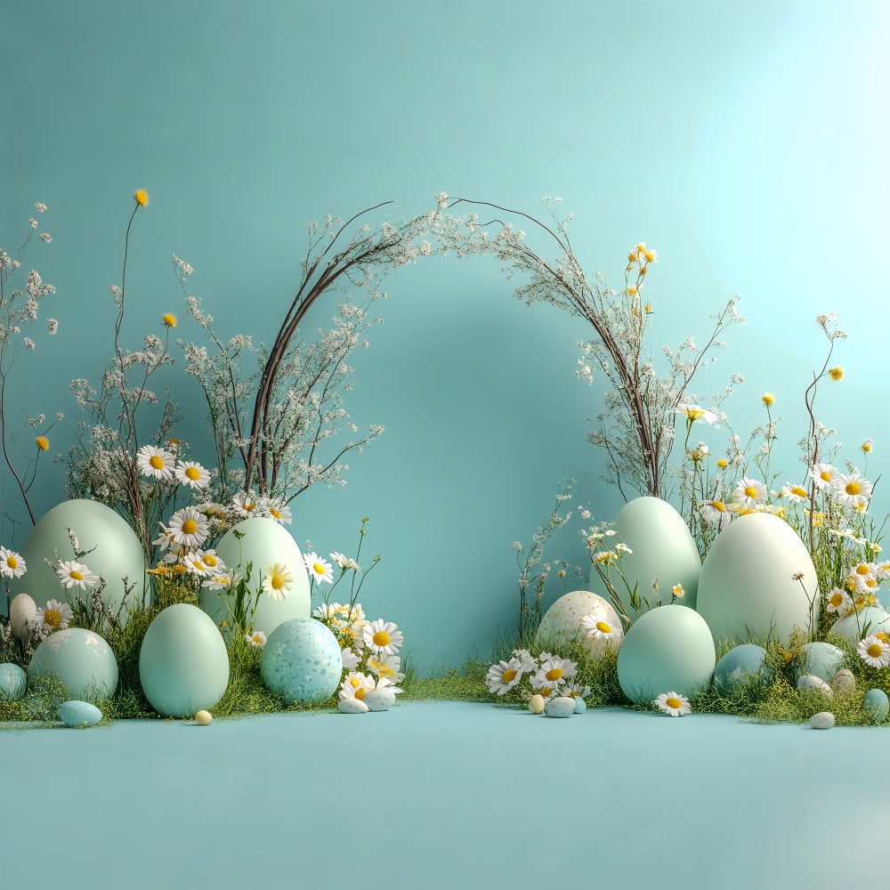 Ostern Fotografie Minimalistisch Gänseblümchen Ei Bogen Hintergrund BRP12-724
