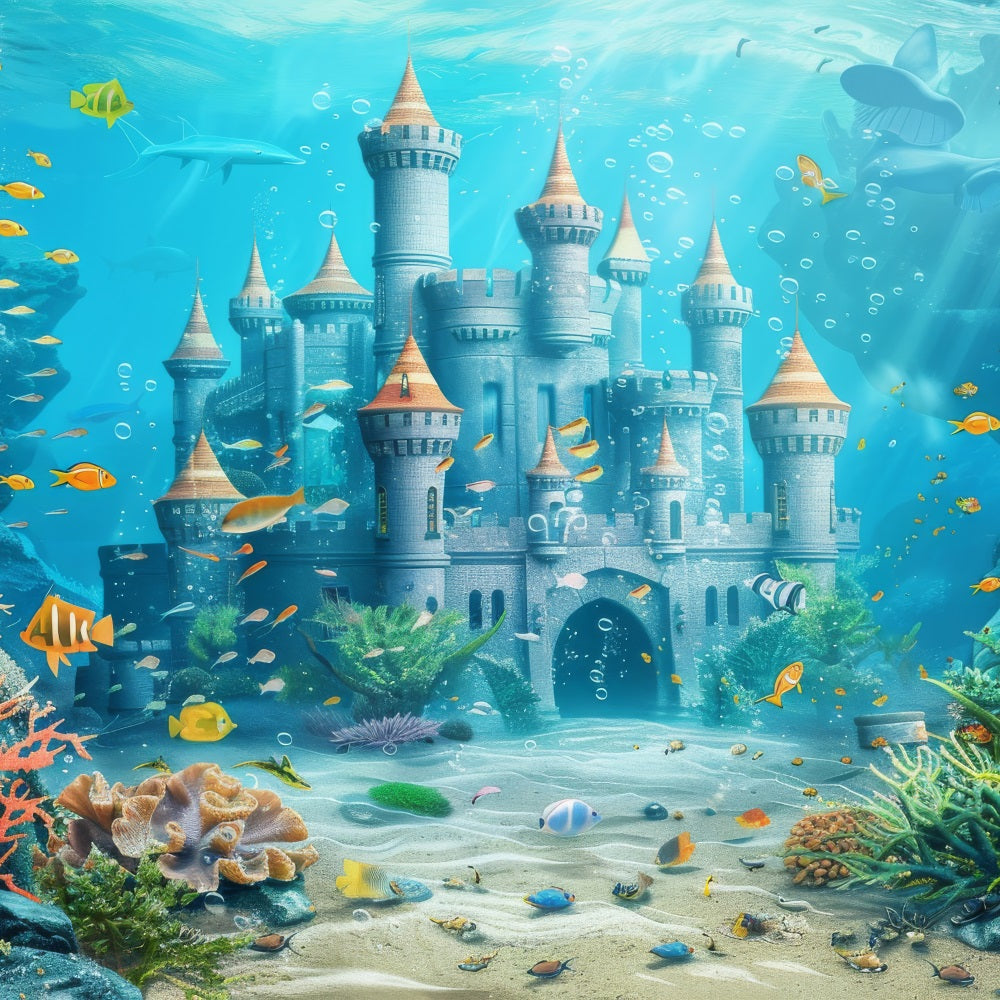 Meerjungfrau Backdrop Diy Majestätische Unterwasser Schloss Fisch Backdrop BRP12-75