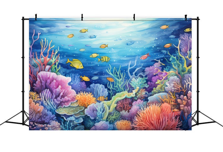 Meerjungfrau Backdrop Ideen Korallengarten Tropische Fische Backdrop BRP12-76