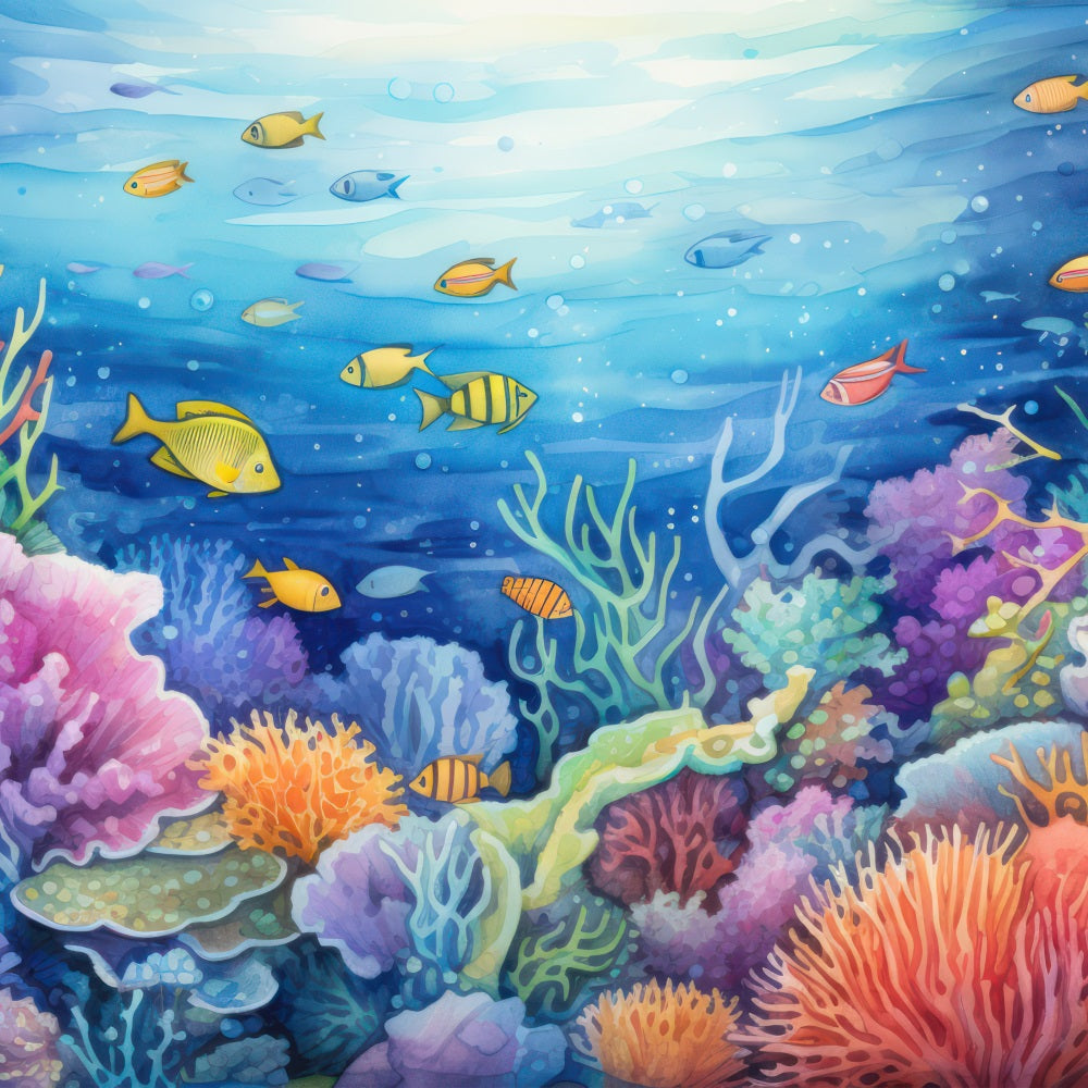 Meerjungfrau Backdrop Ideen Korallengarten Tropische Fische Backdrop BRP12-76