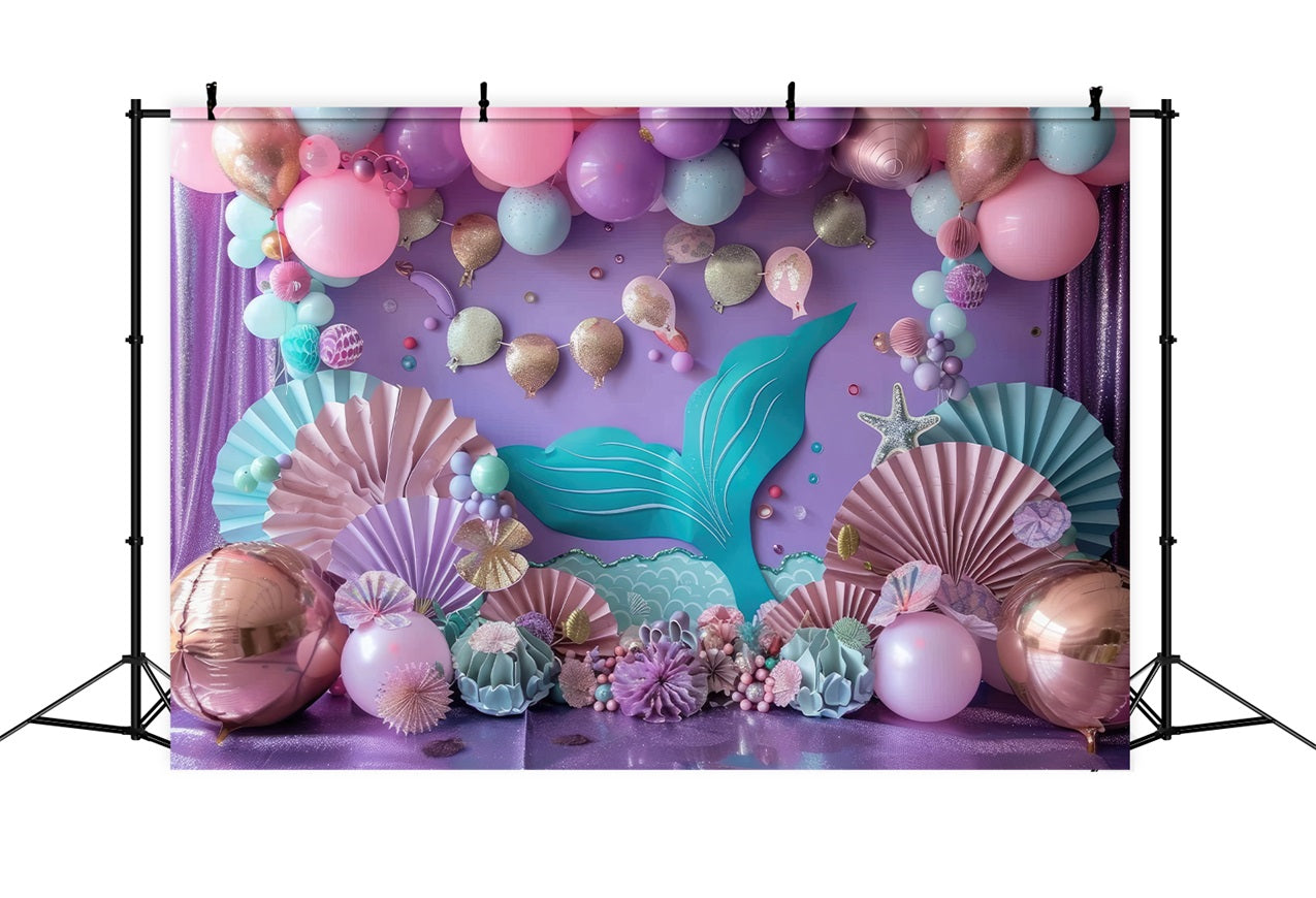 Meerjungfrau Geburtstag Party Backdrop Ozeanische Party Ballon Backdrop BRP12-80