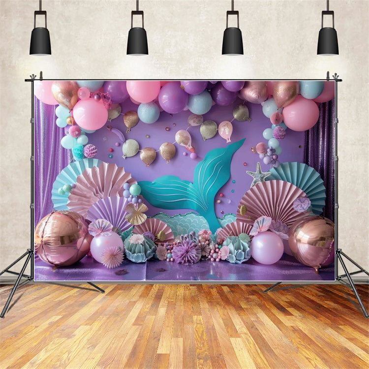 Meerjungfrau Geburtstag Party Backdrop Ozeanische Party Ballon Backdrop BRP12-80