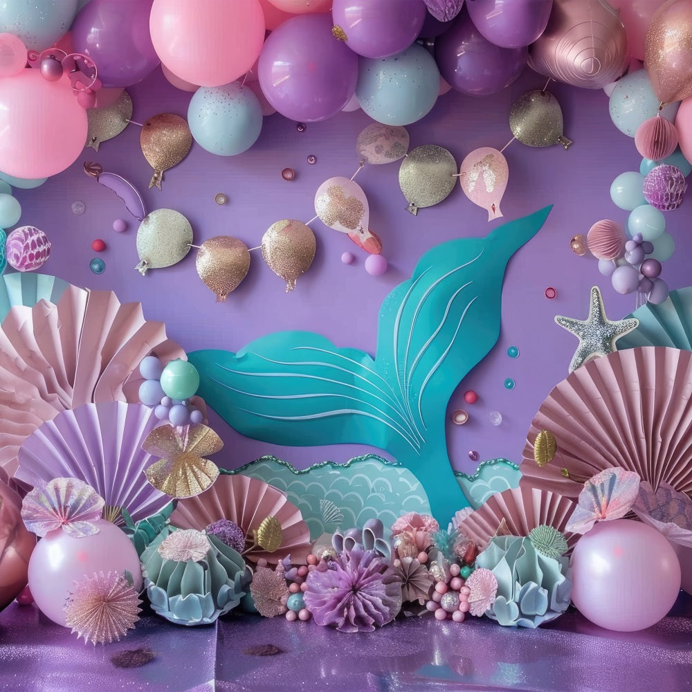 Meerjungfrau Geburtstag Party Backdrop Ozeanische Party Ballon Backdrop BRP12-80