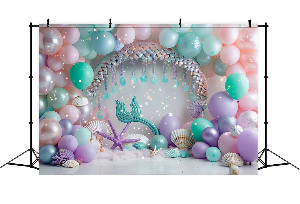 Backdrop Meerjungfrau Thema Unterwasser Fantasy Rosa Ballon Backdrop BRP12-89
