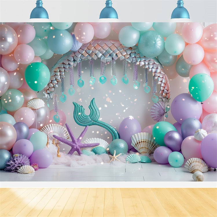 Backdrop Meerjungfrau Thema Unterwasser Fantasy Rosa Ballon Backdrop BRP12-89