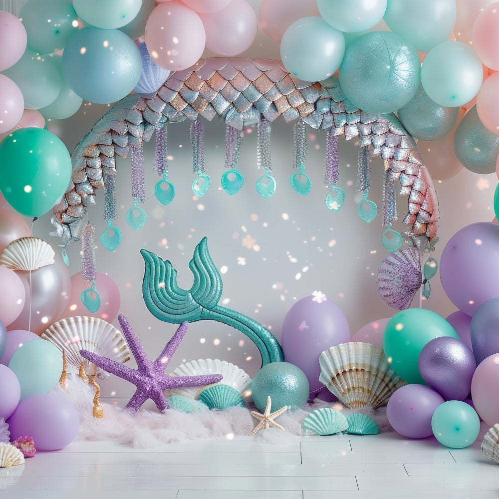 Backdrop Meerjungfrau Thema Unterwasser Fantasy Rosa Ballon Backdrop BRP12-89
