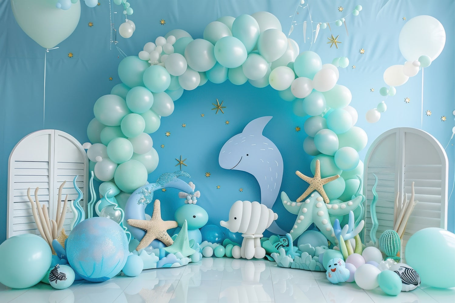 Meerjungfrau Party Backdrops Delightful Ocean Arch Ballon Backdrop BRP12-91