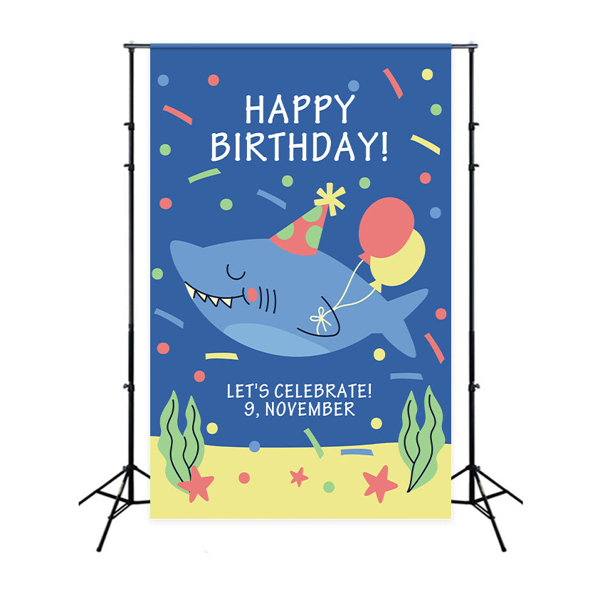 Personalisierte Geburtstag Backdrop Lächelnde Hai Fotografie Backdrop BRP2-106