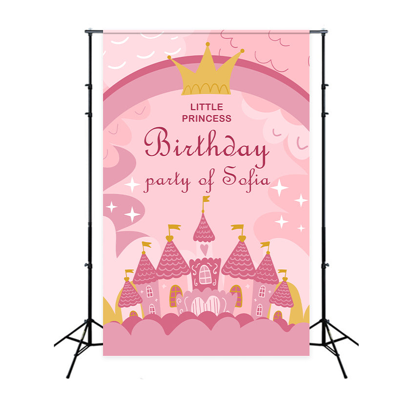 Custom Backdrop Geburtstag Pink Fairy Tale Castle Backdrop BRP2-120