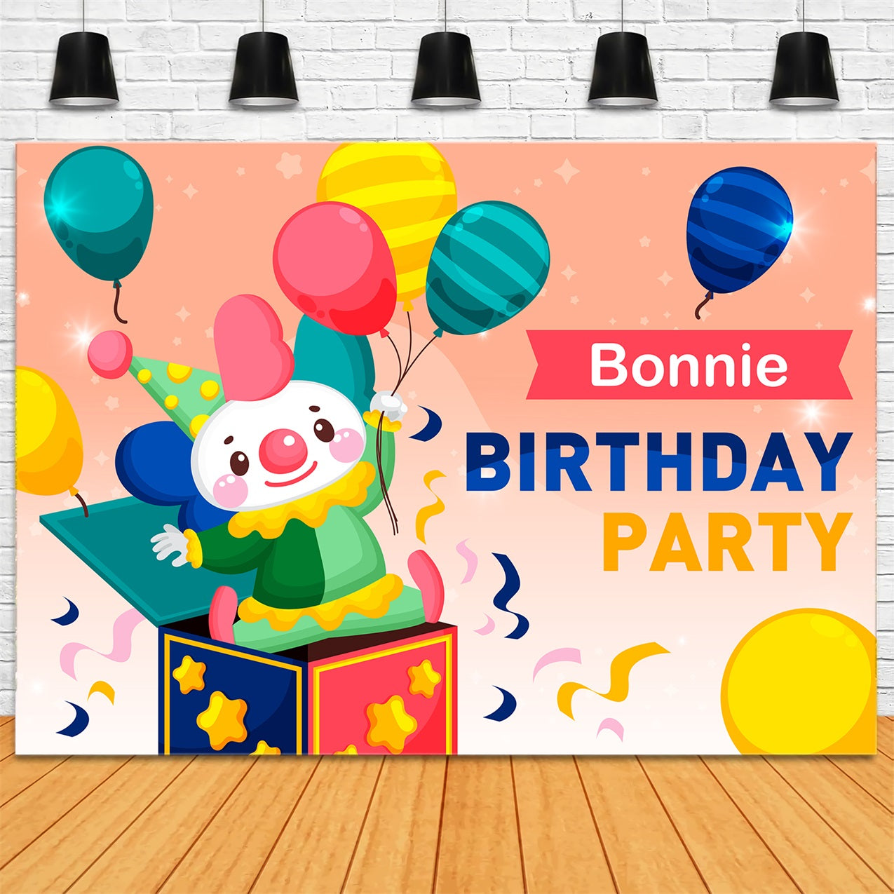 Personalisierte Geburtstag Backdrops Clown Überraschung Ballons Feier Backdrop BRP2-129