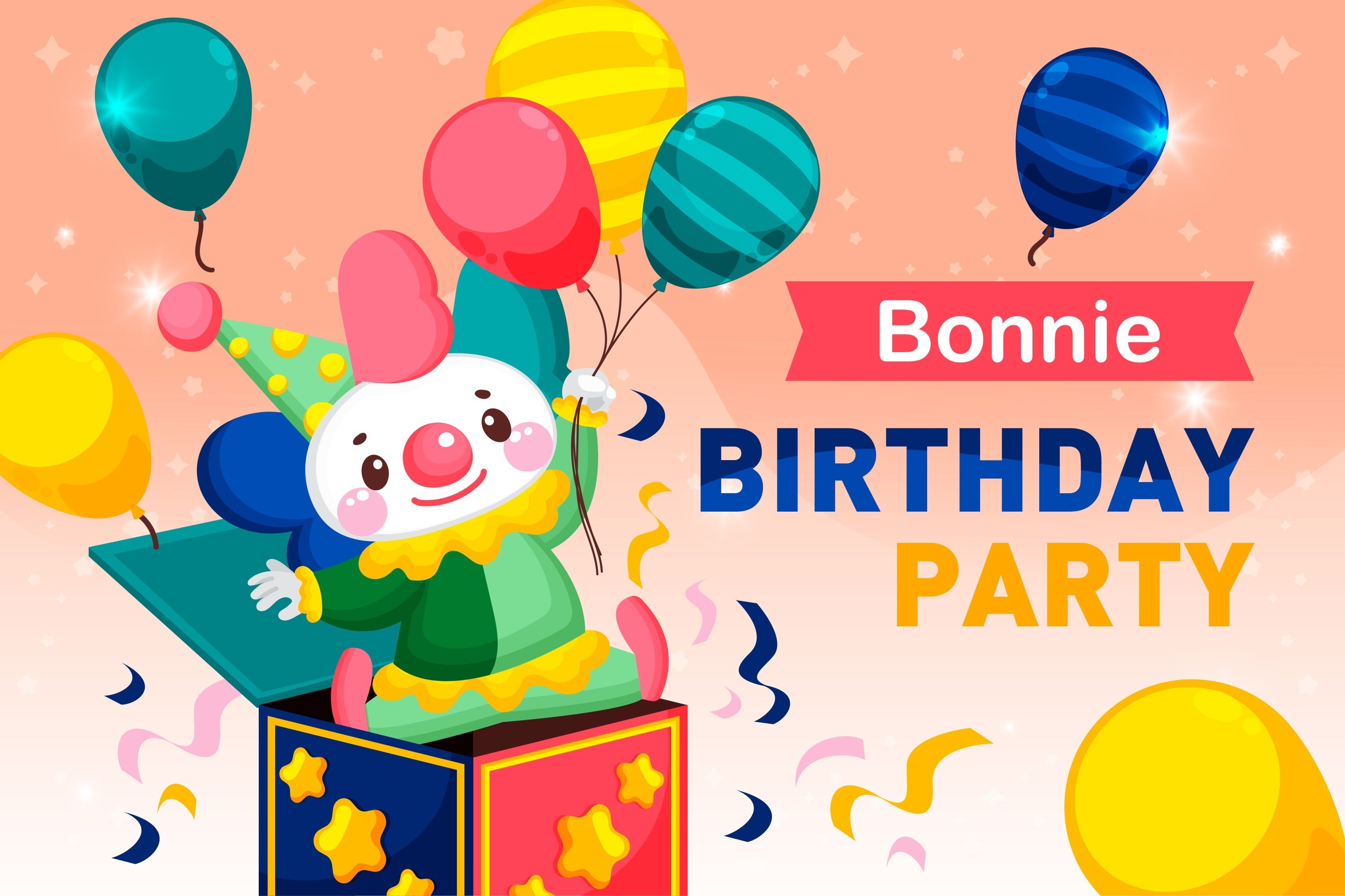 Personalisierte Geburtstag Backdrops Clown Überraschung Ballons Feier Backdrop BRP2-129