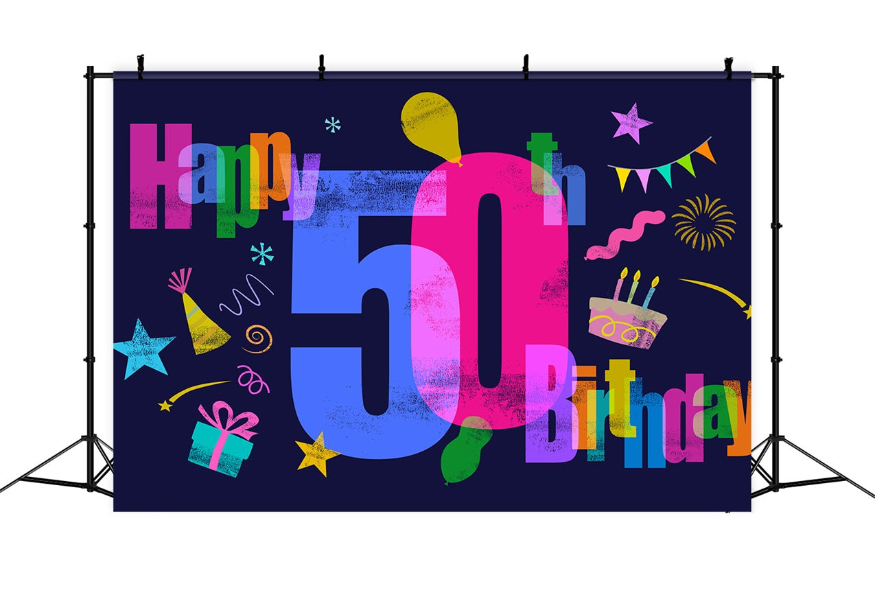 Personalisierte 50. Geburtstag Backdrop Bunte 50th Bash Party Backdrop BRP2-130