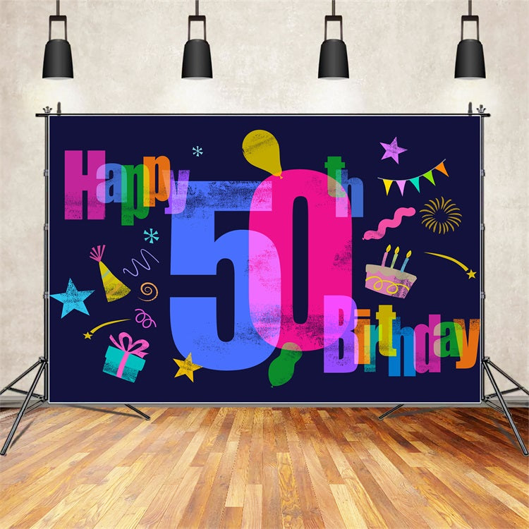 Personalisierte 50. Geburtstag Backdrop Bunte 50th Bash Party Backdrop BRP2-130