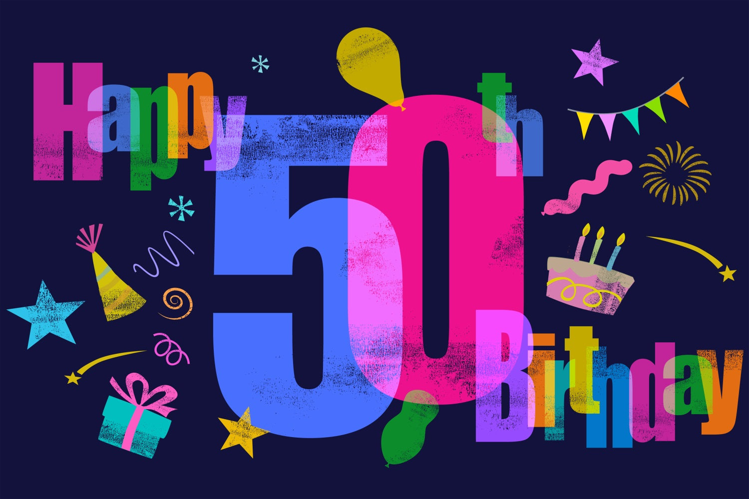 Personalisierte 50. Geburtstag Backdrop Bunte 50th Bash Party Backdrop BRP2-130